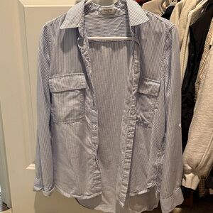 Babaton Blue and White Striped Button-Down Shirt